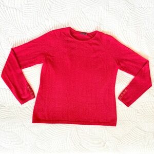 J. McLaughlin 100% Cashmere Jamey Romantic Red Crewneck Sweater Size L
